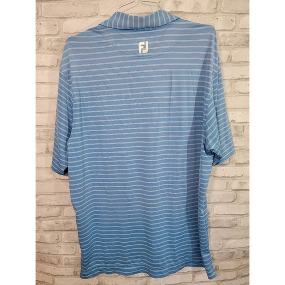 Foot Joy XL Men Short Sleeve Polo Blue White Horizontal Lines The Foundry GC - Picture 7 of 8